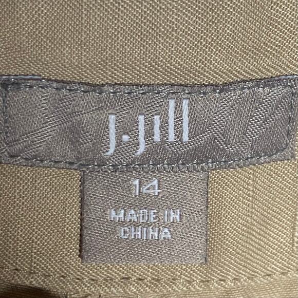 J Jill Womens Size 14 Tan Wide Leg Capri Pants Silk Linen Flat Front Crop - Picture 7 of 9